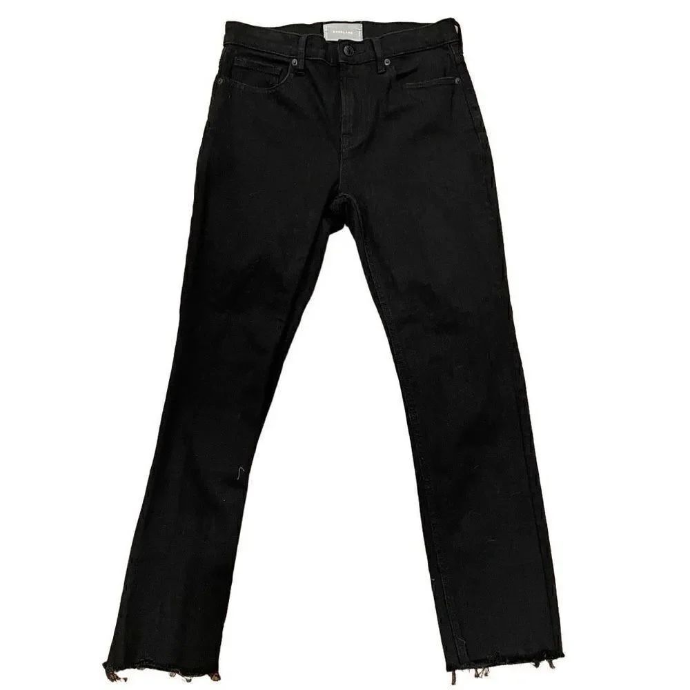 Everlane Jeans Womens 27R Straight Leg Frayed Hem Black Parisian Muted